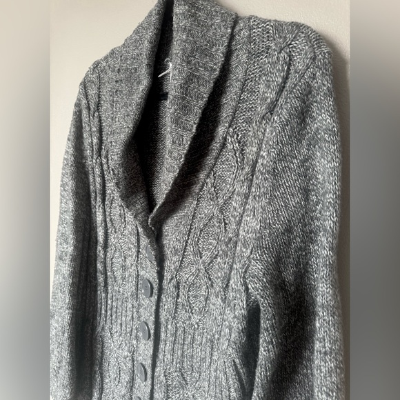 EUC Just My Size Cozy Cowl Neck Gray Grandpa Button Up Sweater Women Plus 1X XL - Picture 3 of 12